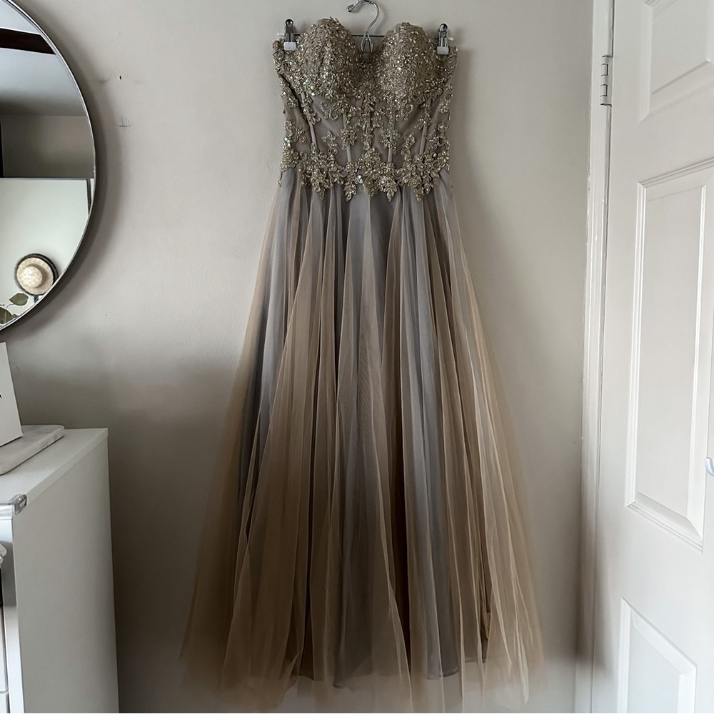 La Femme Strapless Beaded Corset Ball Gown Size 4